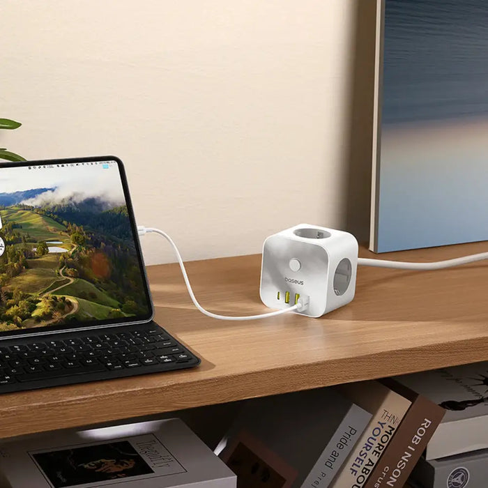 Baseus PowerCombo 7 in 1 Power Strip Cube 3 AC + 3 x USB-A + 1 x USB-C 20W 1.5 m - white - Cables and tapes<<<HurtelXML