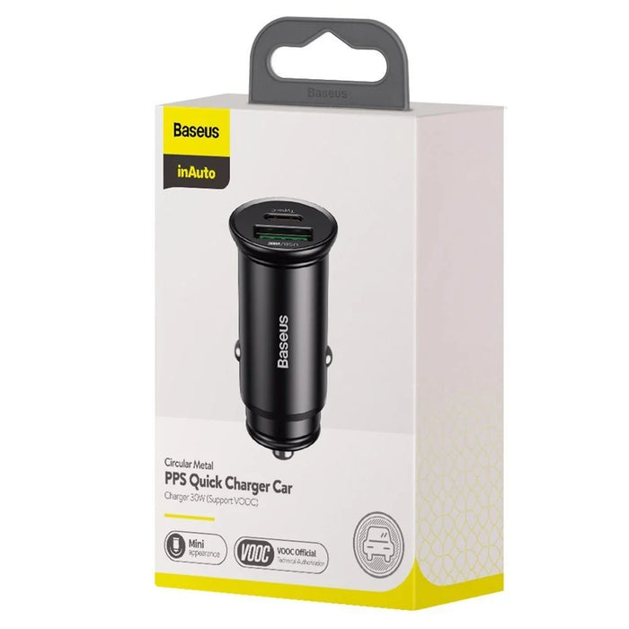 Baseus PPS smart car charger USB / USB Type C 30 W Quick Charge 4.0 QC4+ Power Delivery 3.0 VOOC SCP AFC MTKPE black