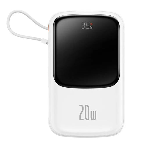 Baseus Qpow Digital Display Power Bank with Fast Charging 10000mAh 20W QC/PD/SCP/FCP with Built-in Lightning Cable