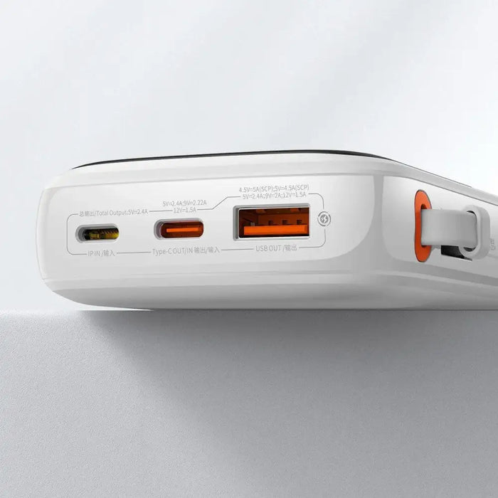 Baseus Qpow Digital Display Power Bank with Fast Charging 10000mAh 20W QC/PD/SCP/FCP with Built-in Lightning Cable