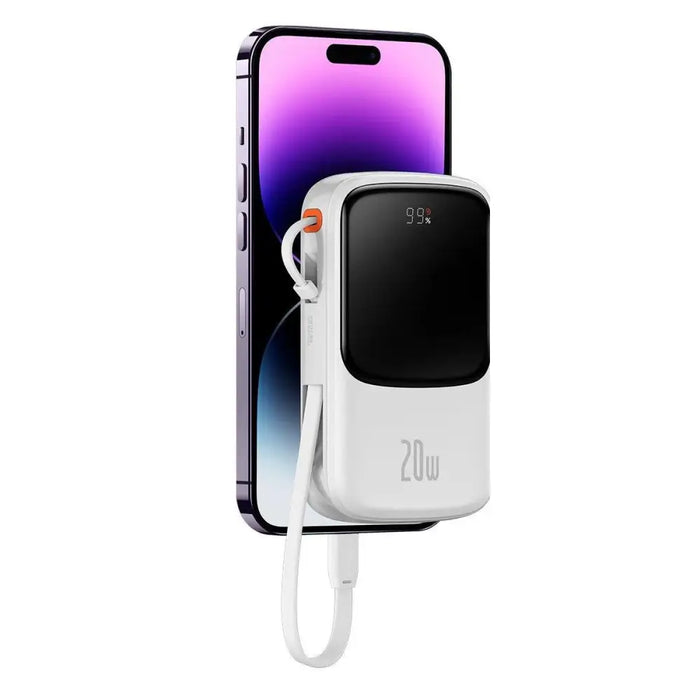 Baseus Qpow Digital Display Power Bank with Fast Charging 10000mAh 20W QC/PD/SCP/FCP with Built-in Lightning Cable
