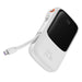 Baseus Qpow Digital Display powerbank with fast charging 10000mAh 22.5W QC/PD/SCP/FCP with built-in USB-C cable white
