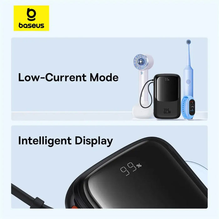 Baseus Qpow Pro+ 10000mAh 22.5W powerbank with built-in USB-C cable and display - black - Powerbanks<<<HurtelXML