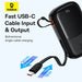 Baseus Qpow Pro+ 20000mAh 22.5W powerbank with built-in USB-C cable and display - black - Powerbanks<<<HurtelXML