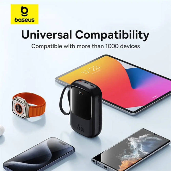 Baseus Qpow Pro+ 20000mAh 22.5W powerbank with built-in USB-C cable and display - black - Powerbanks<<<HurtelXML