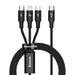 Baseus Rapid Series 3-in-1 cable USB-C For M + L + T 20W 1.5m Black - Combo Cables<<<USB cables<<<GSM