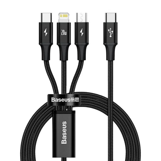 Baseus Rapid Series 3-in-1 cable USB-C For M + L + T 20W 1.5m Black - Combo Cables<<<USB cables<<<GSM