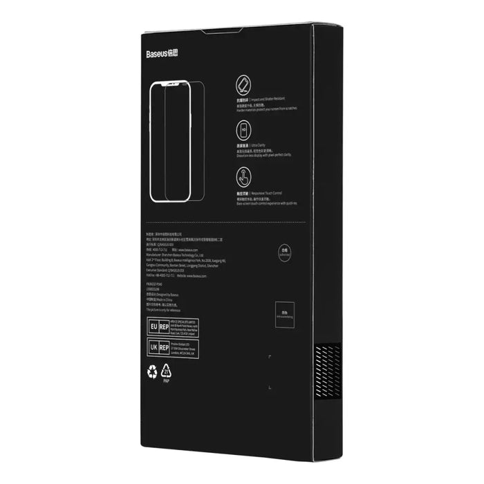 Baseus Set of 2x Tempered Glass for iPhone 14 Pro Full Screen with Speaker Cover 0.3mm + Mounting Frame - Cell phone