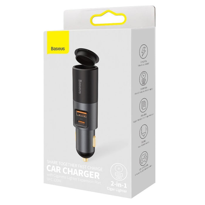 Baseus Share Together USB / USB Type C / cigarette lighter socket car charger 120W Quick Charge Power Delivery gray