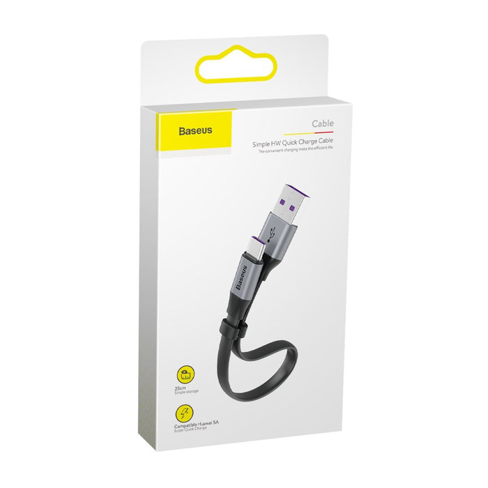 Baseus Simple flat cable USB cable / USB Type C SuperCharge 5A 40W Quick Charge 3.0 QC 3.0 23cm gray (CATMBJ-BG1)