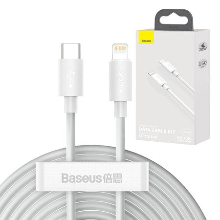 Baseus Simple Wisdom Data Cable Kit USB-C to Lightning PD 20W (2PCS/Set) 1.5m White - USB-C to Lightning<<<USB
