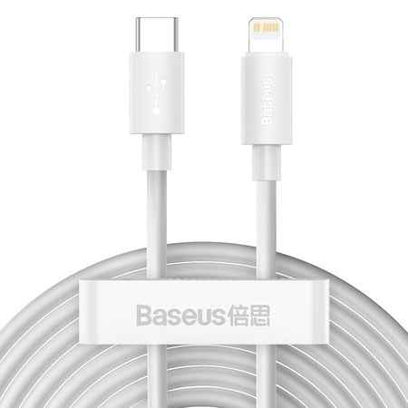 Baseus Simple Wisdom Data Cable Kit USB-C to Lightning PD 20W (2PCS/Set) 1.5m White - USB-C to Lightning<<<USB