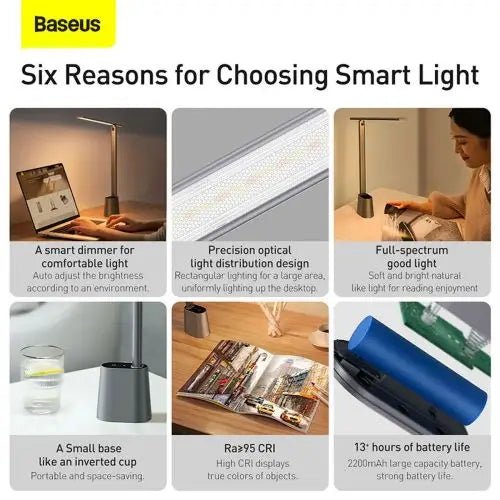 Baseus Smart Eye folding desk lamp rechargeable (grey) - Home<<<Accessories<<<Основна<<<DunaXML&&&Lighting<<<IT