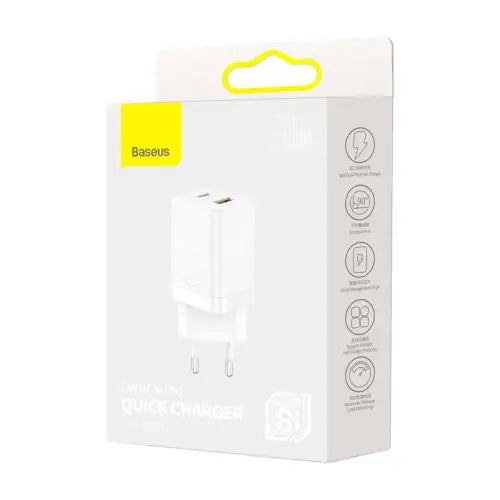 Baseus Super Si Pro Quick Charger USB + USB-C 30W (white) - Travel Charger<<<Accessories<<<Основна<<<DunaXML&&&Cell