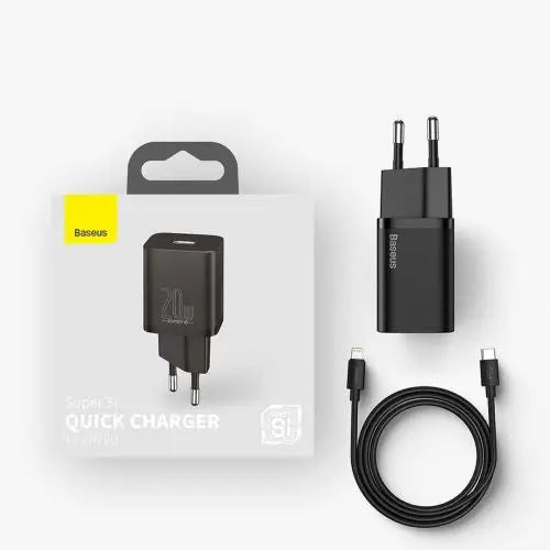 Baseus Super Si Quick Charger 1C 20W with USB-C cable for Lightning 1m (white) - Travel
