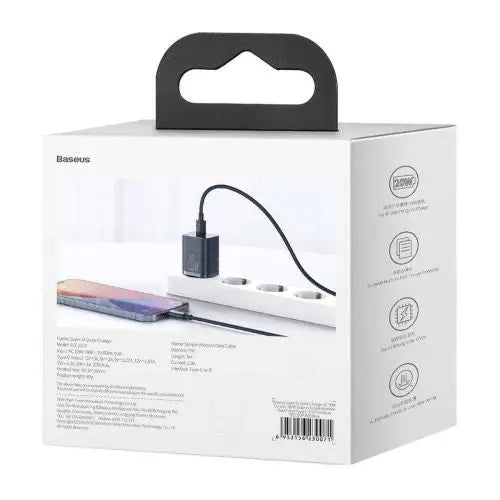 Baseus Super Si Quick Charger 1C 20W with USB-C cable for Lightning 1m (blue) - Travel