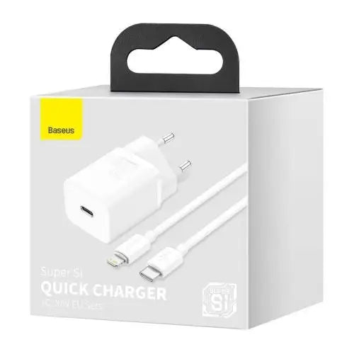 Baseus Super Si Quick Charger 1C 20W with USB-C cable for Lightning 1m (white) - Travel