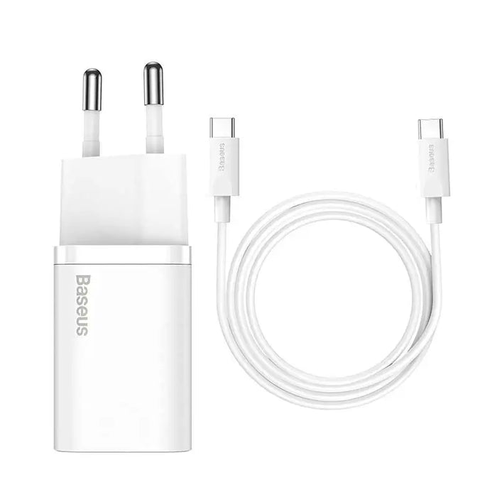 Baseus Super Si Quick Charger 1C 25W with USB-C cable for USB-C 1m (white) - mains chargers<<<Chargers<<<GSM