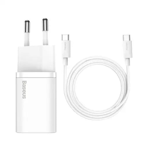 Baseus Super Si Quick Charger 1C 25W with USB-C cable for USB-C 1m (white) - mains chargers<<<Chargers<<<GSM