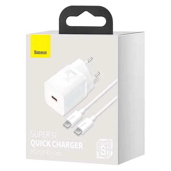 Baseus Super Si Quick Charger 1C 25W with USB-C cable for USB-C 1m (white) - mains chargers<<<Chargers<<<GSM