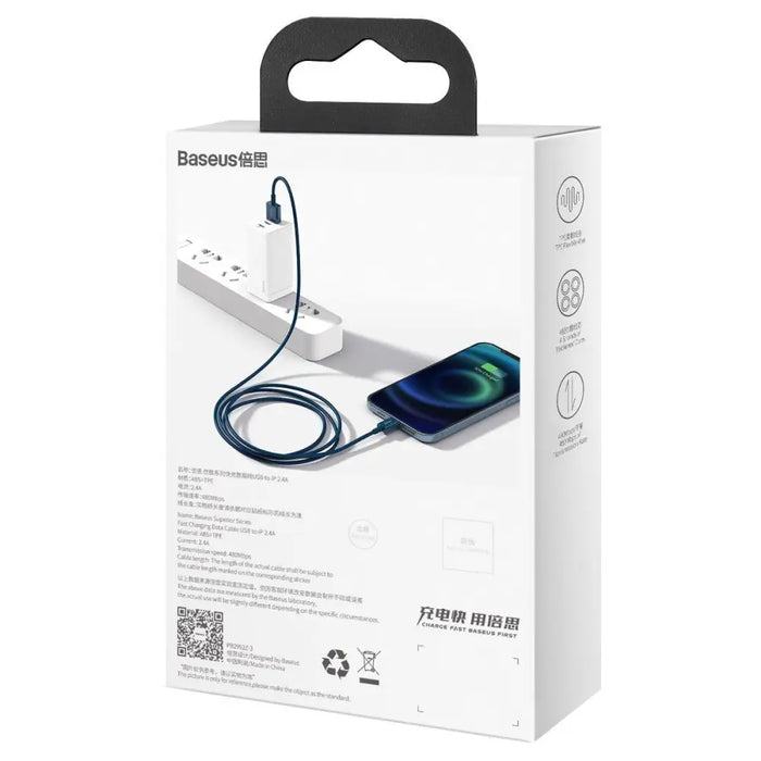 Baseus Superior Series Cable USB to iP 2.4A 2m (blue) - USB to Lightning<<<USB cables<<<GSM Accessories<<<InnproXML