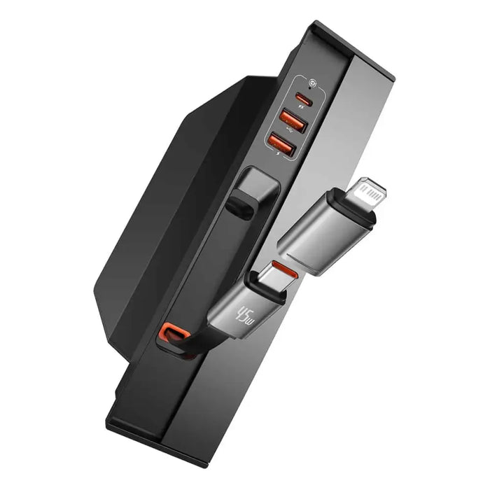 Baseus T-Space Series USB HUB for Tesla Model 3 / Y with Built-in 45W USB C Cable - Black - USB hubs<<<HurtelXML