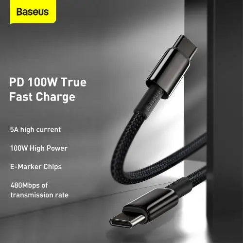 Baseus Tungsten Gold Cable Type-C to Type-C 100W 2m (black) - Type-C cable<<<Accessories<<<Основна<<<DunaXML&&&Cell