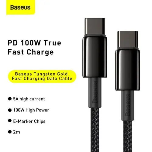 Baseus Tungsten Gold Cable Type-C to Type-C 100W 2m (black) - Type-C cable<<<Accessories<<<Основна<<<DunaXML&&&Cell