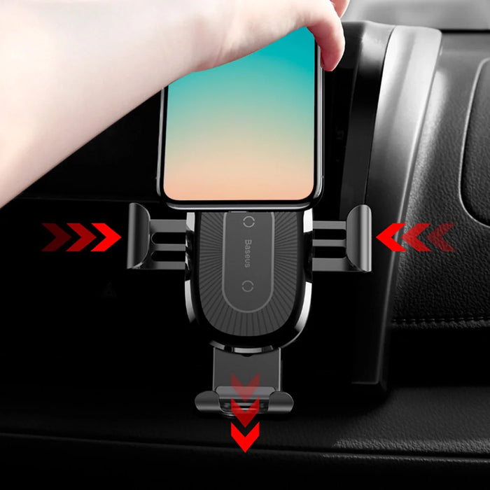 Baseus Wireless Charger Gravity Ventilation Car Holder + Qi Wireless Charger black (WXYL-01) - Cell phone