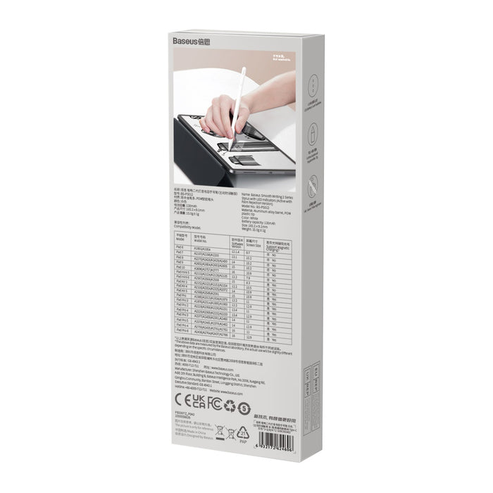 Smooth Writing Stylus with LED Indicators (Active) White