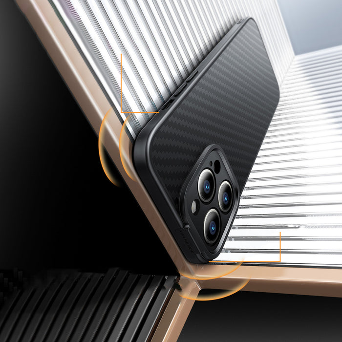 Armored case for iPhone 14 Pro Max compatible with MagSafe Baseus Synthetic Fiber tempered glass - black