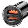 Baseus Circular 2xUSB QC3.0 5A 30W car charger (black)
