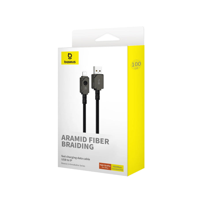 USB cable - Lightning Baseus Unbreakable 2.4A 480Mbps 1m - black