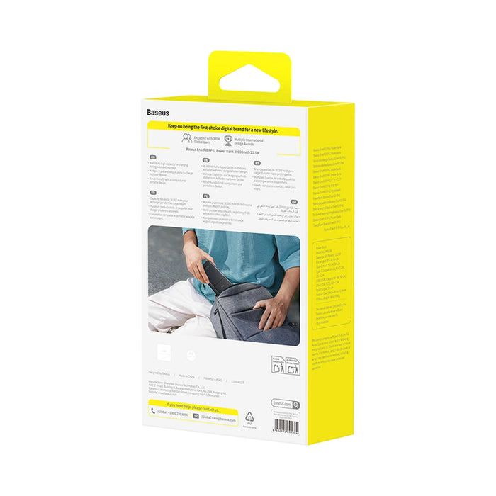 Baseus EnerFill FP41 30000mAh 22.5W Power Bank with Baseus Simple USB-A - USB-C 3A 30cm Cable - Black