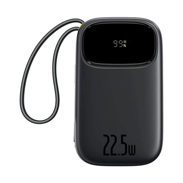 Baseus EnerFill FC31 20000mAh 22.5W Powerbank with Digital Display and 2 Built-in Cables (USB-C + Lightning) - Black