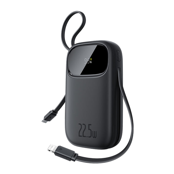 Baseus EnerFill FC31 20000mAh 22.5W Powerbank with Digital Display and 2 Built-in Cables (USB-C + Lightning) - Black