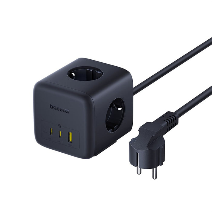 Baseus EnerFill FA11 67W Power Strip, USB-A + USB-C Cube + 3 x EU Socket 1.5m - Black