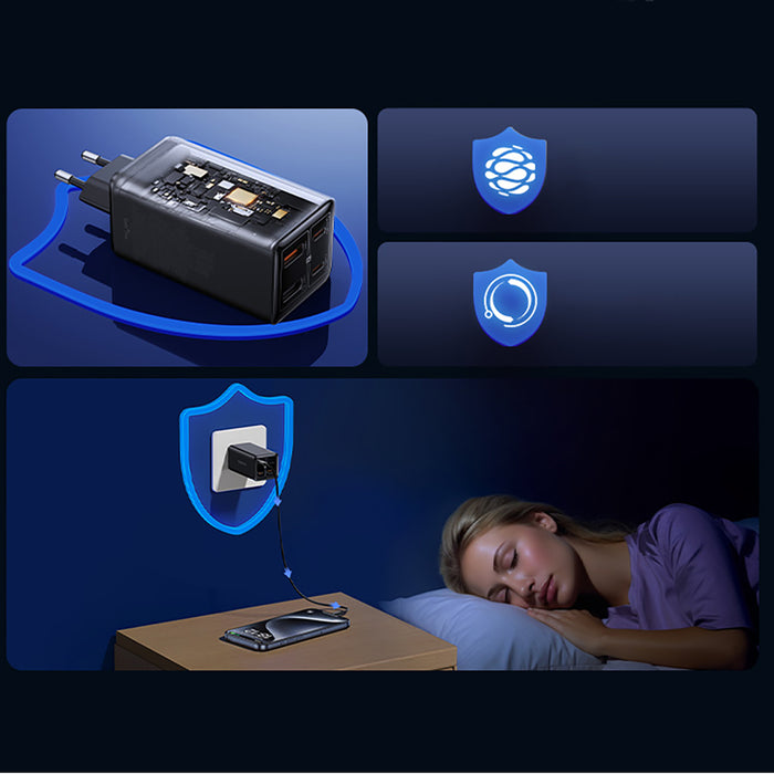 Baseus GaN6 Pro Charger 100W 2 x USB-C 2 x USB-A with Black USB-C Cable 100W 1m - Black