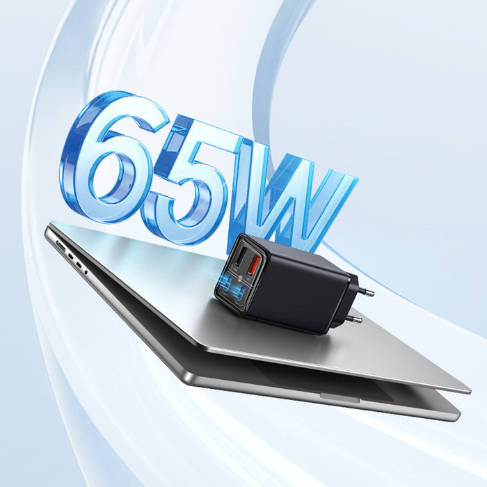 Baseus GaN6 Pro Charger 65W 2 x USB-C 2 x USB-A with Black USB-C Cable 100W 1m - Black