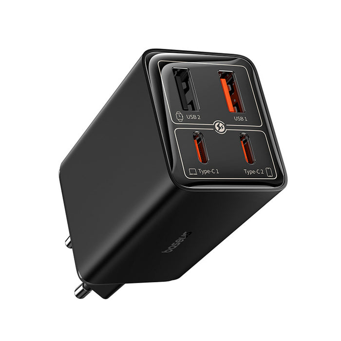 Baseus GaN6 Pro Charger 65W 2 x USB-C 2 x USB-A with Black USB-C Cable 100W 1m - Black