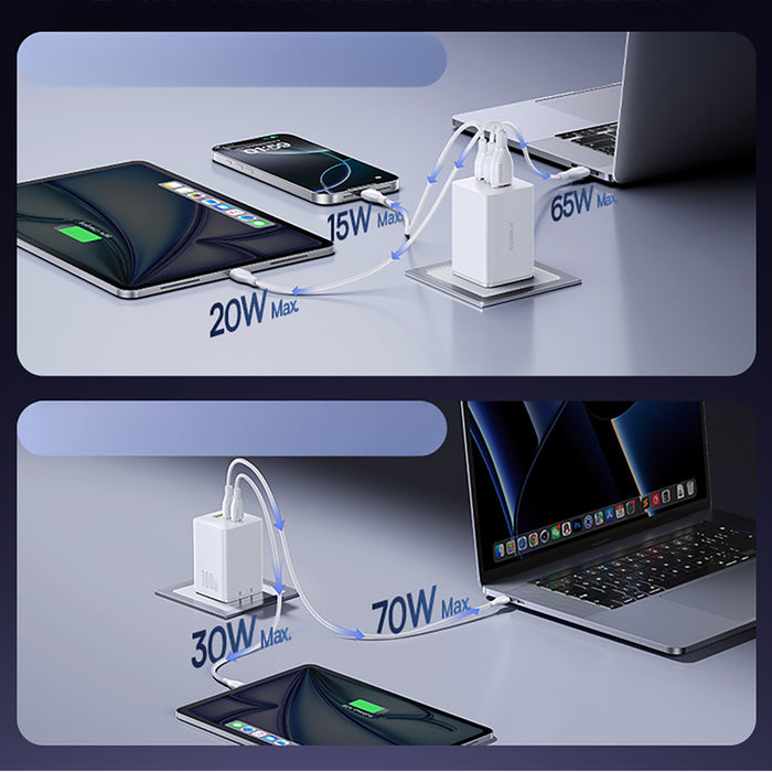 Baseus EnerFill FE11 2 x USB-C / USB-A 100W Wall Charger - White