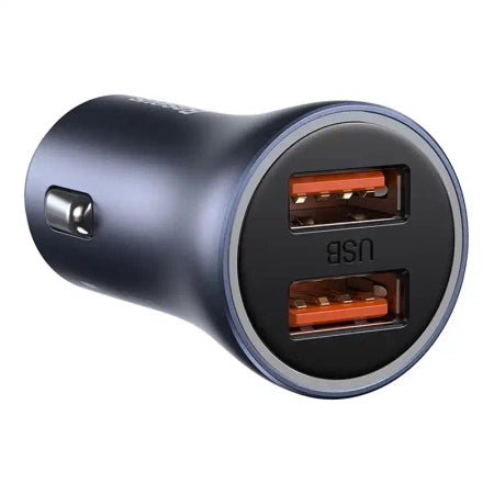 Baseus Golden Contactor Pro Car Charger 2x USB, 40W (gray) +  Cable USB to USB-C 1m (black)