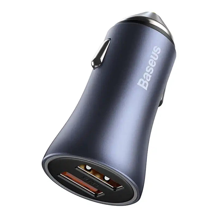 Baseus Golden Contactor Pro Car Charger 2x USB, 40W (gray) +  Cable USB to USB-C 1m (black)