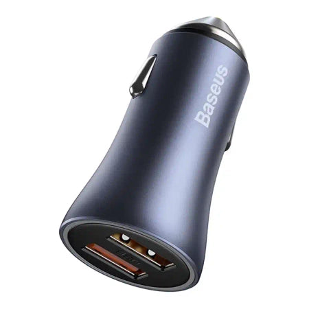 Baseus Golden Contactor Pro Car Charger 2x USB, 40W (gray) +  Cable USB to USB-C 1m (black)