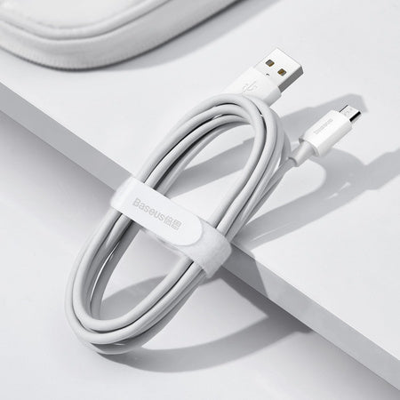 Baseus Simple Wisdom Data Cable Kit USB to Micro 2.1A (2PCS/Set) 1.5m White