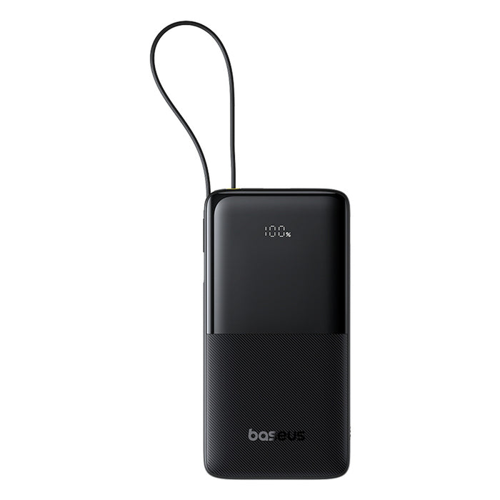 Baseus Bipow 2 10000mah 20W Powerbank with Digital Display with Built-in USB-C Cable - Black
