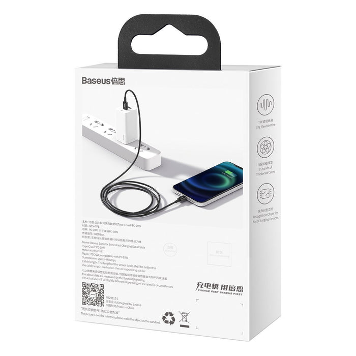 Baseus Superior Series Cable USB-C to iP, 20W, PD, 1m (black)