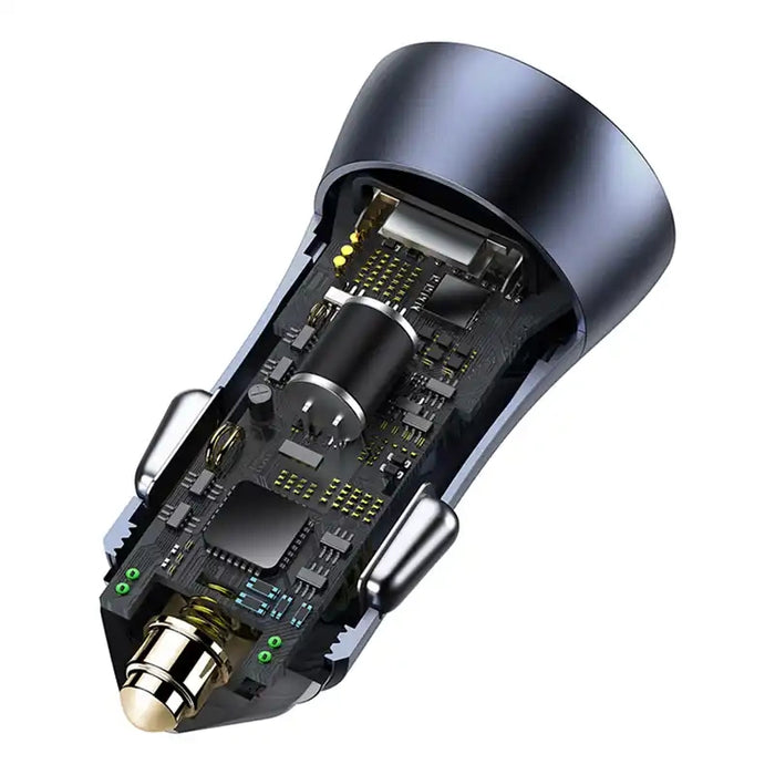 Baseus Golden Contactor Pro Car Charger USB + USB-C, QC4.0+, PD, SCP, 40W (gray) + CabelUSB do USB-C 1m (black)