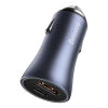 Baseus Golden Contactor Pro Car Charger USB + USB-C, QC4.0+, PD, SCP, 40W (gray) + CabelUSB do USB-C 1m (black)