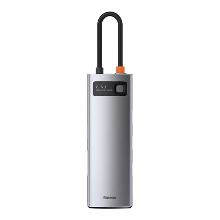 Hub 8in1 Baseus Metal Gleam Series, USB-C to 3x USB 3.0 + HDMI + USB-C PD + Ethernet RJ45 + microSD/SD